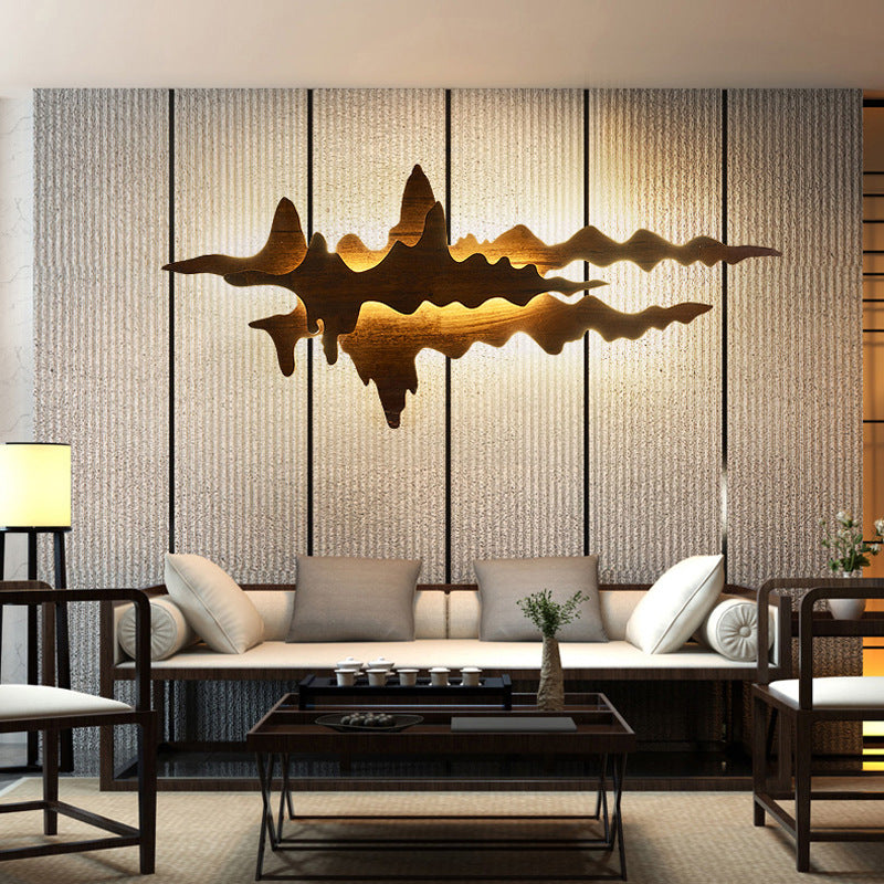 Asian Style Wooden LED Wall Lamp