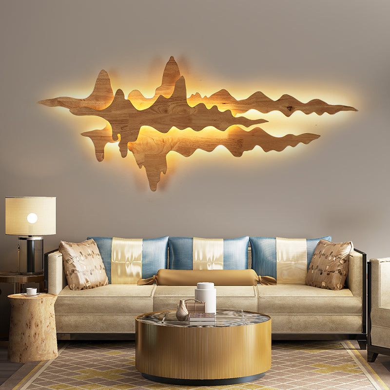Asian Style Wooden LED Wall Lamp