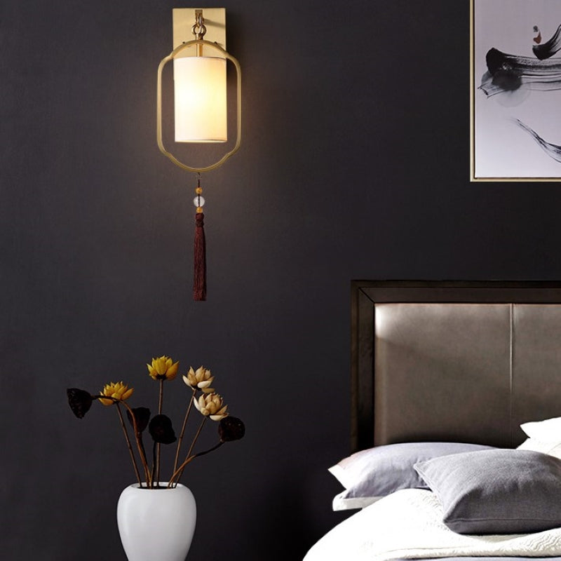 Asian Copper Minimalist Lantern Wall Lamp