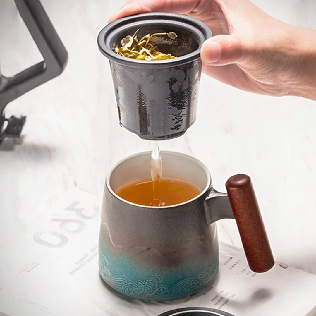 Yama Ceramic Wooden Handle Mug