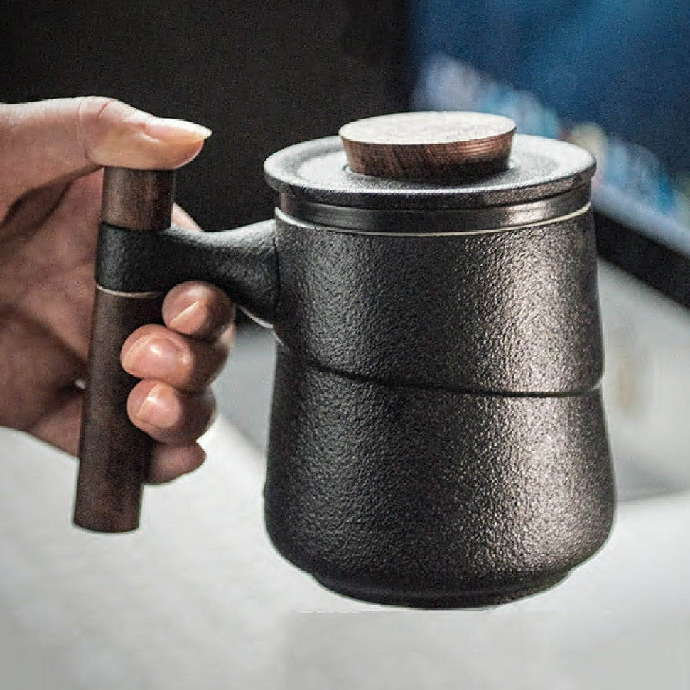 Hogen Ceramic Wooden Handle Mug