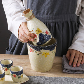 Japanese Snowflakes Ceramic Sake Set