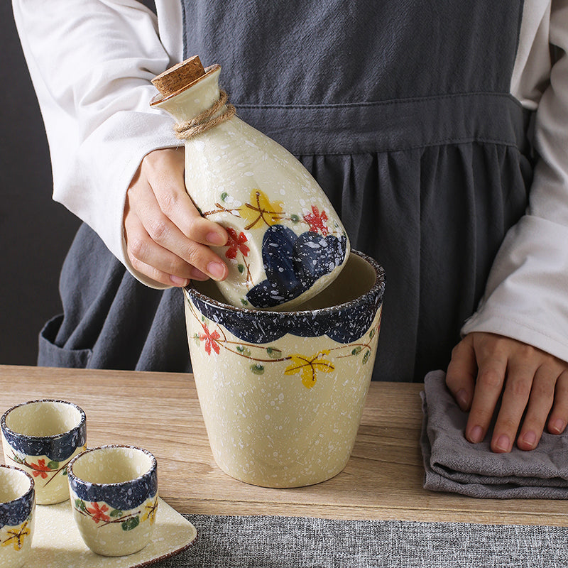 Japanese Snowflakes Ceramic Sake Set