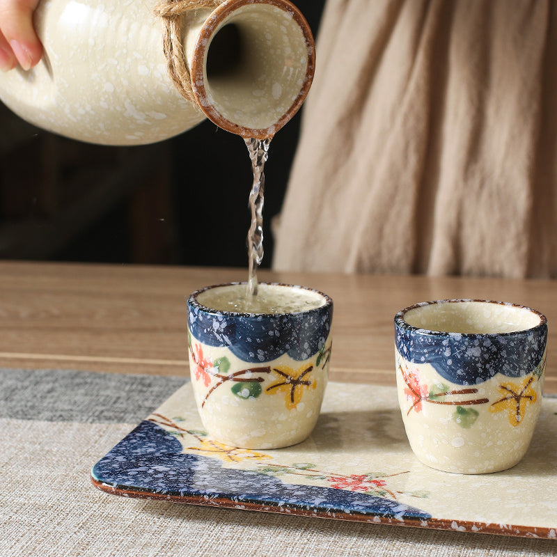 Japanese Snowflakes Ceramic Sake Set