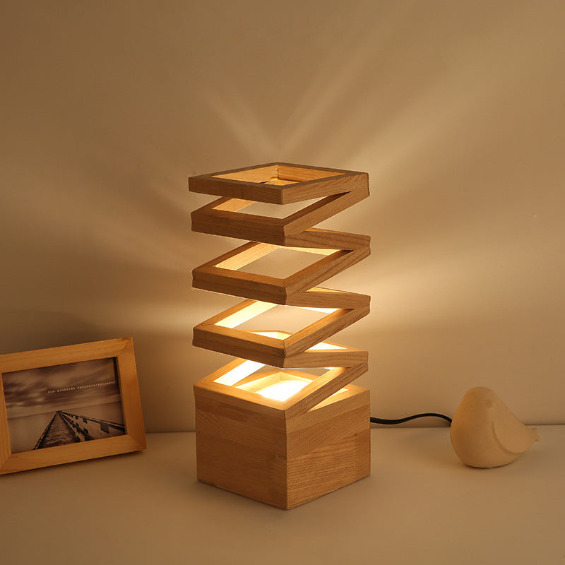 Wooden LED Flower Arrangement Table Lamp