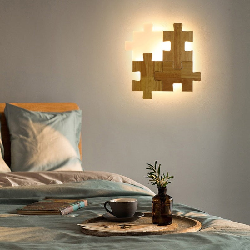 Creative Wooden LED Puzzle Wall Lamp