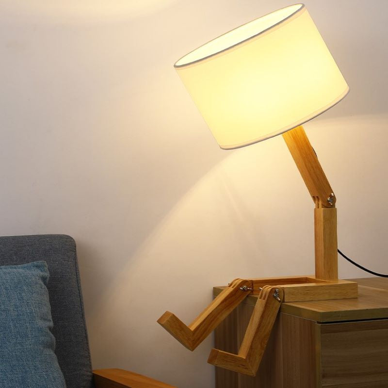 Wooden Robot Creative Table Lamp