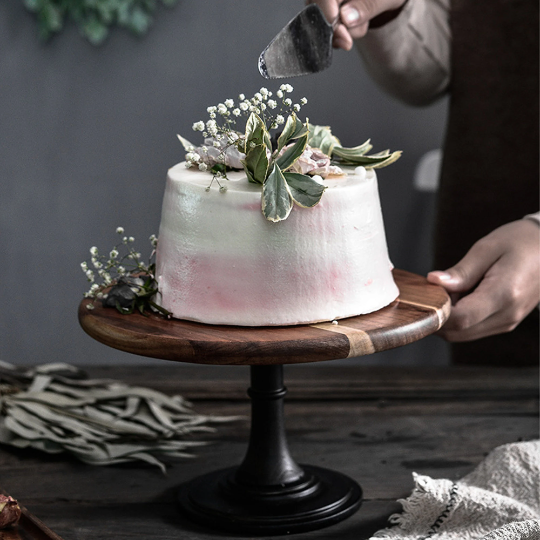 Black Footed Walnut Cake Stand