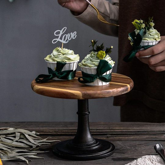 Black Footed Walnut Cake Stand