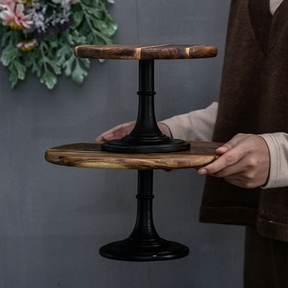 Black Footed Walnut Cake Stand