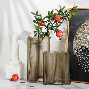 Contour Ribbed Glass Vase Set