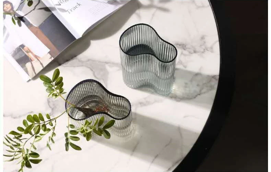 Contour Ribbed Glass Vase Set