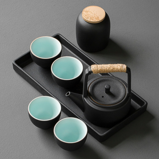 Japanese Eri 7-Piece Ceramic Tea Set