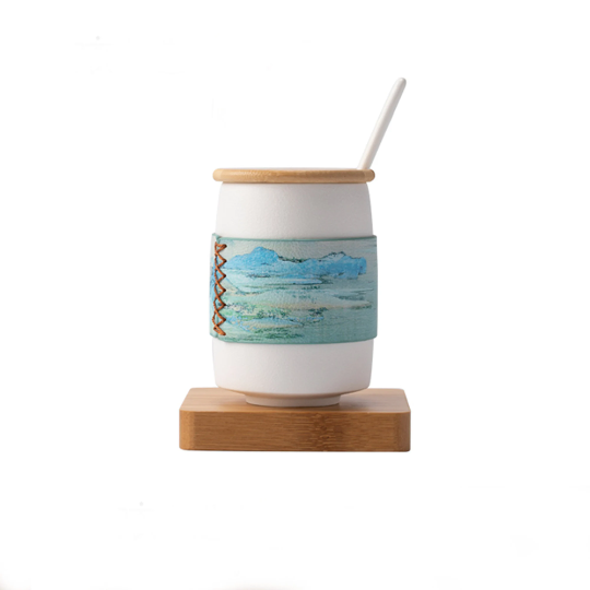 Yuku Hand-Painted Leather Sleeve Mug