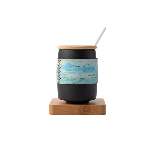 Yuku Hand-Painted Leather Sleeve Mug