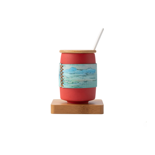 Yuku Hand-Painted Leather Sleeve Mug