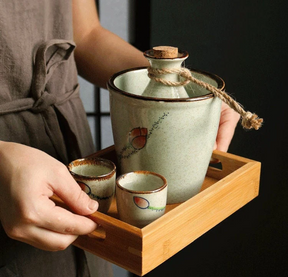 Japanese Handblown Renkon Sake Set