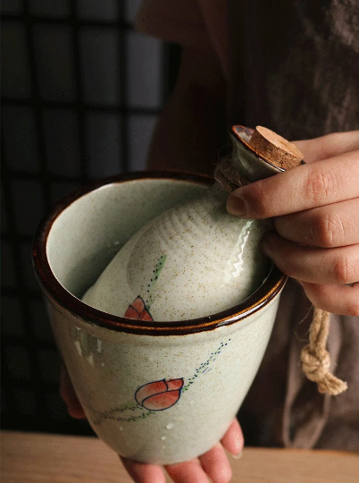 Japanese Handblown Renkon Sake Set
