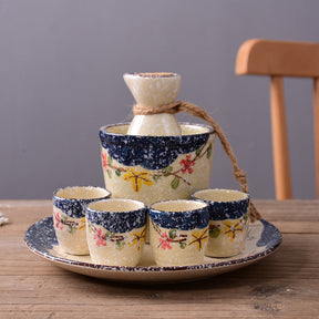 Japanese Snowflakes Ceramic Sake Set