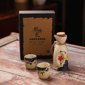 Japanese Snowflakes Ceramic Sake Set