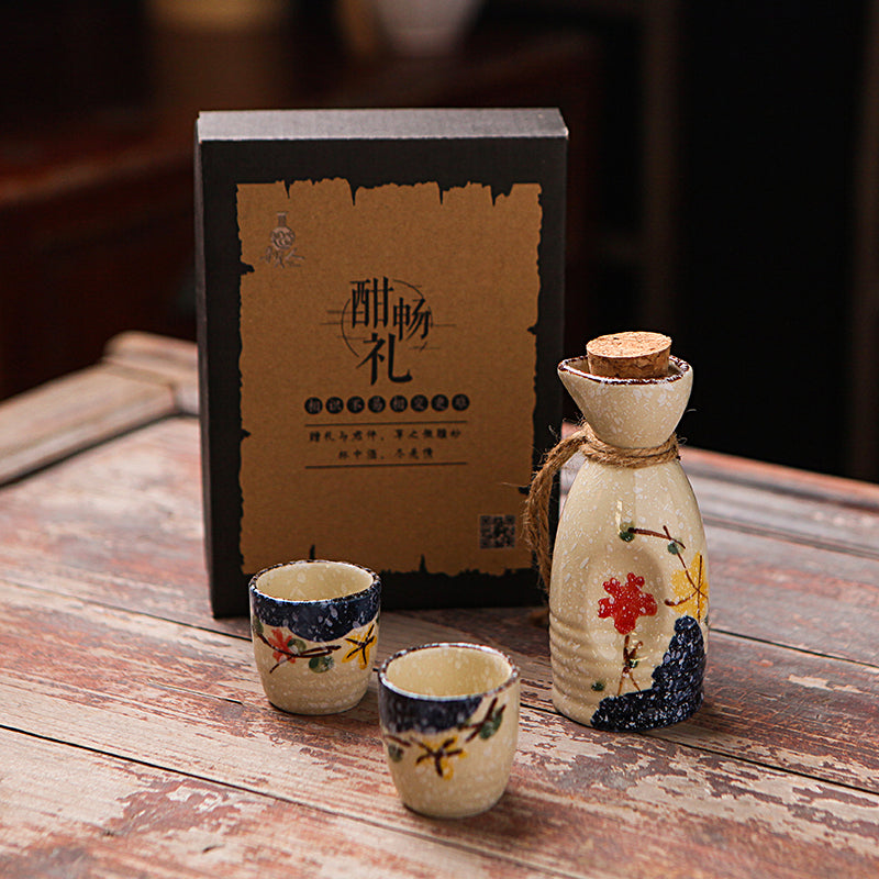 Japanese Snowflakes Ceramic Sake Set