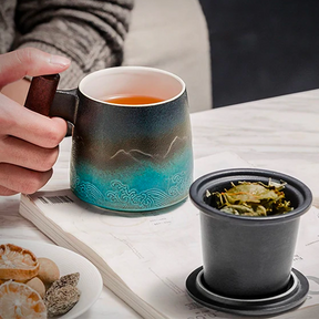 Yama Ceramic Wooden Handle Mug