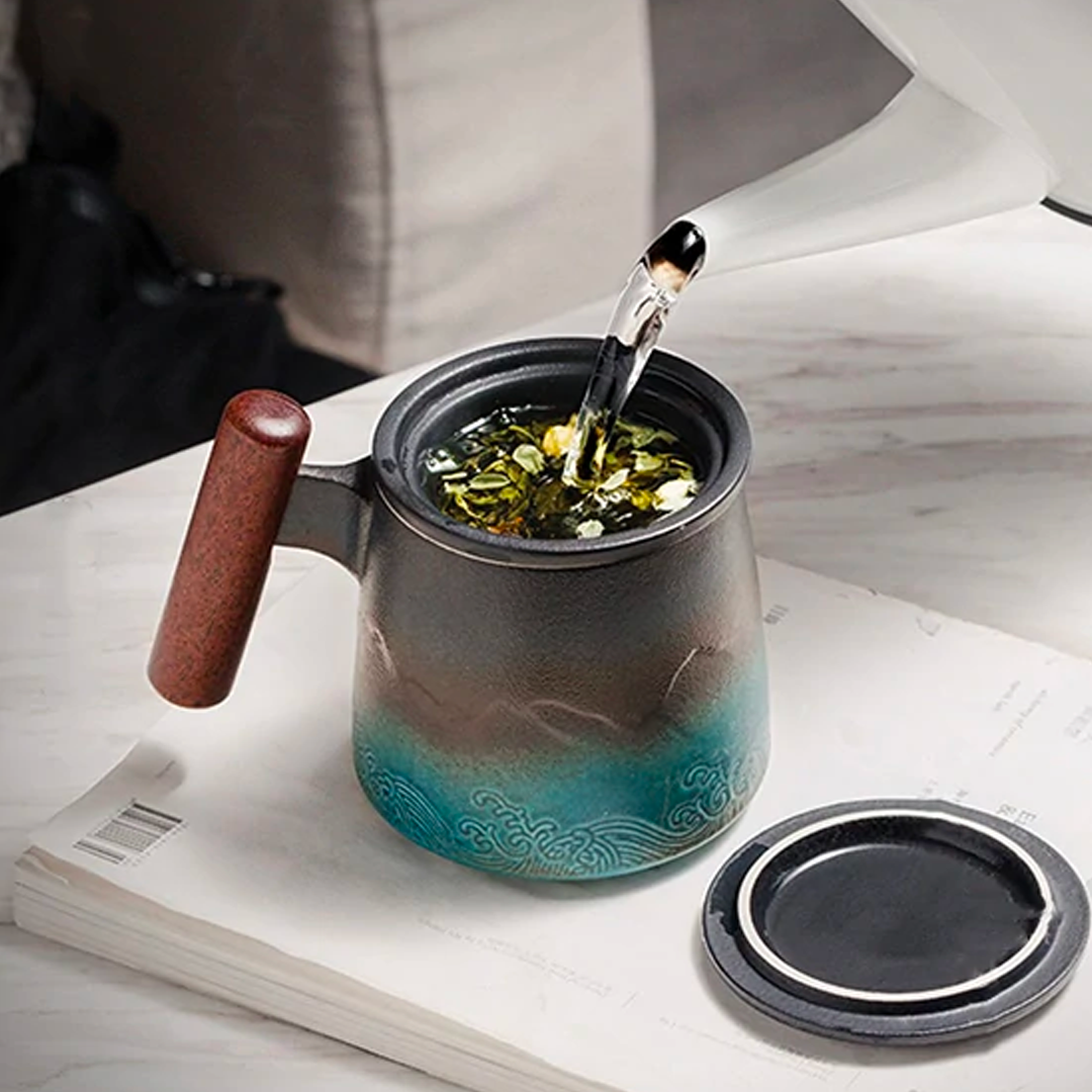 Yama Ceramic Wooden Handle Mug