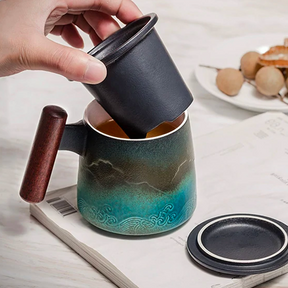 Yama Ceramic Wooden Handle Mug