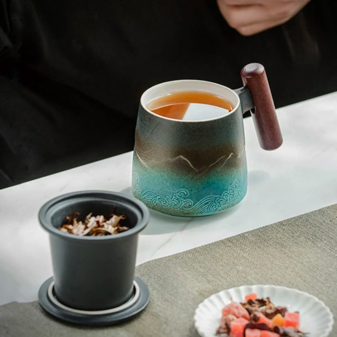 Yama Ceramic Wooden Handle Mug