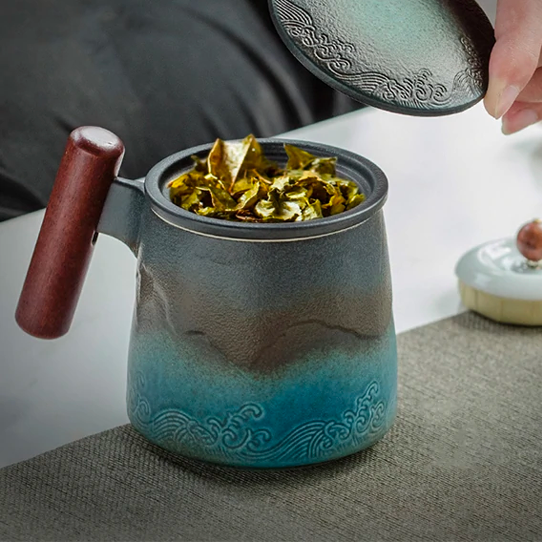 Yama Ceramic Wooden Handle Mug